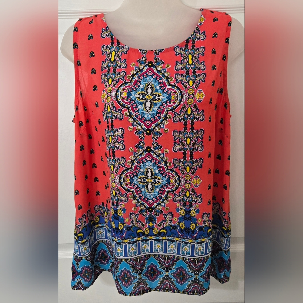 Rose&Thyme Tank Ladies Sz Med Cute Button Down Back Euc